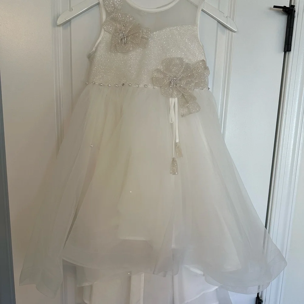 Girls Formal‎ White High-Low Tulle Dress